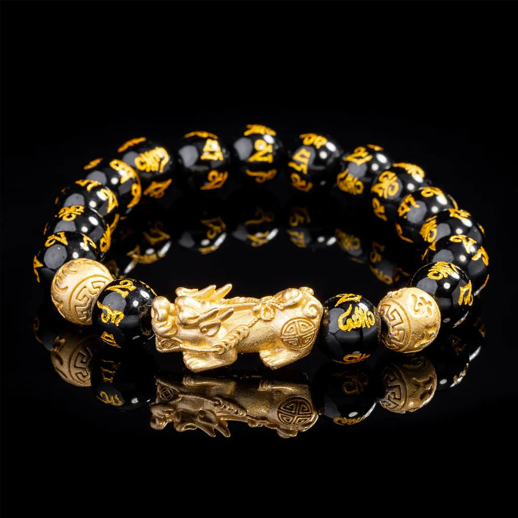 Feng Shui Black Obsidian Pixiu Wealth Bracelet