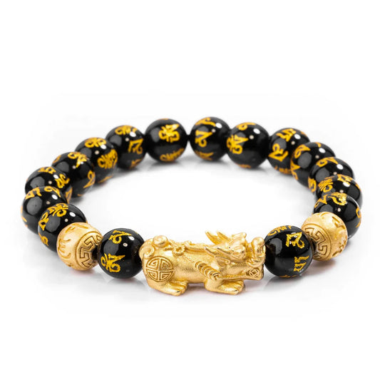 Feng Shui Black Obsidian Pixiu Wealth Bracelet